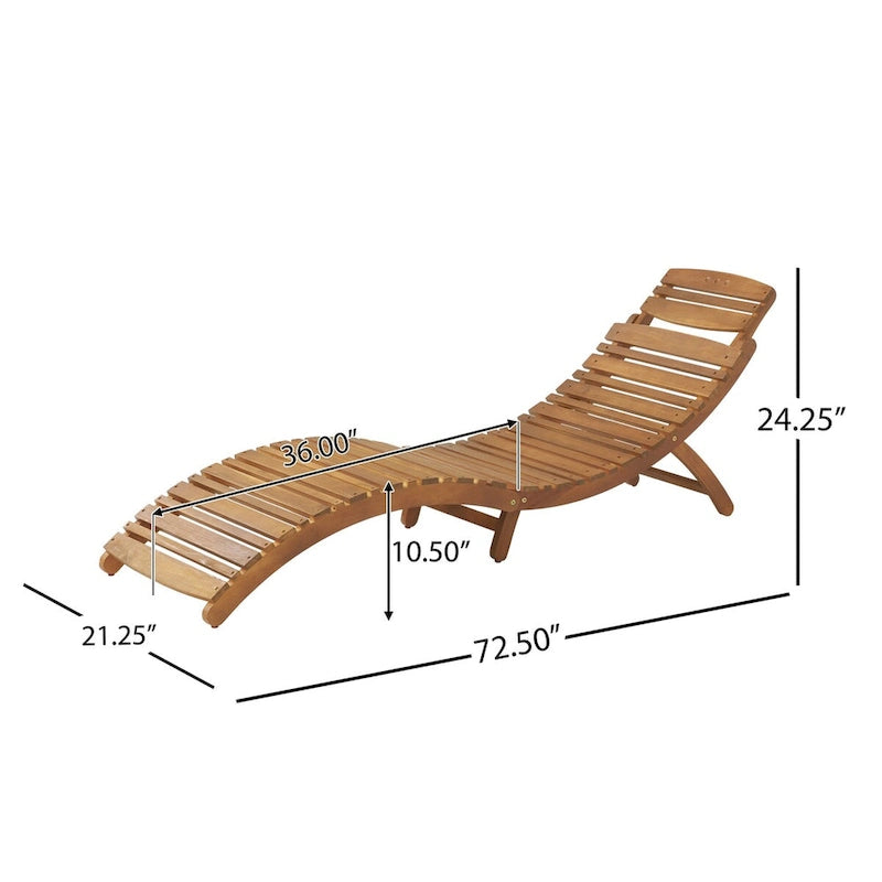Lahaina Wood Foldable Chaise Lounge - as picture